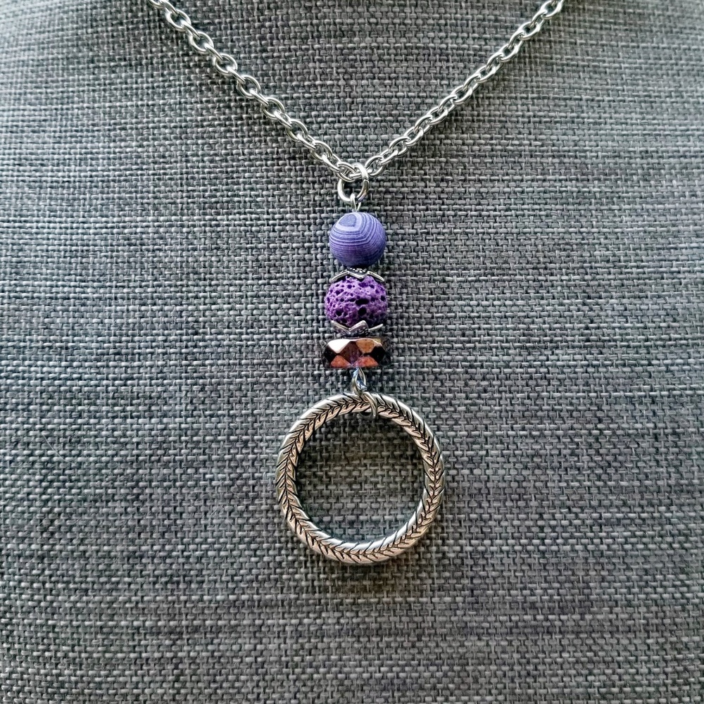 Matte Agate Lava Stone Essential Oils Necklace